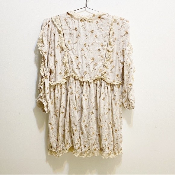 POL Floral Boho Cottagecore Babydoll Embroidered Ruffle Blouse M - Picture 2 of 11